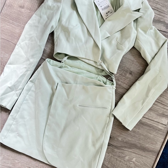 ZARA WOMEN CUT OUT BLAZER DRESS PASTEL GREEN 3067/204 - Picture 6 of 10